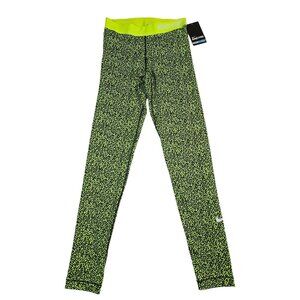 Nike Pro Womens Training Leggings M Neon Green Black Leopard Print Dri-FIT Perfo
